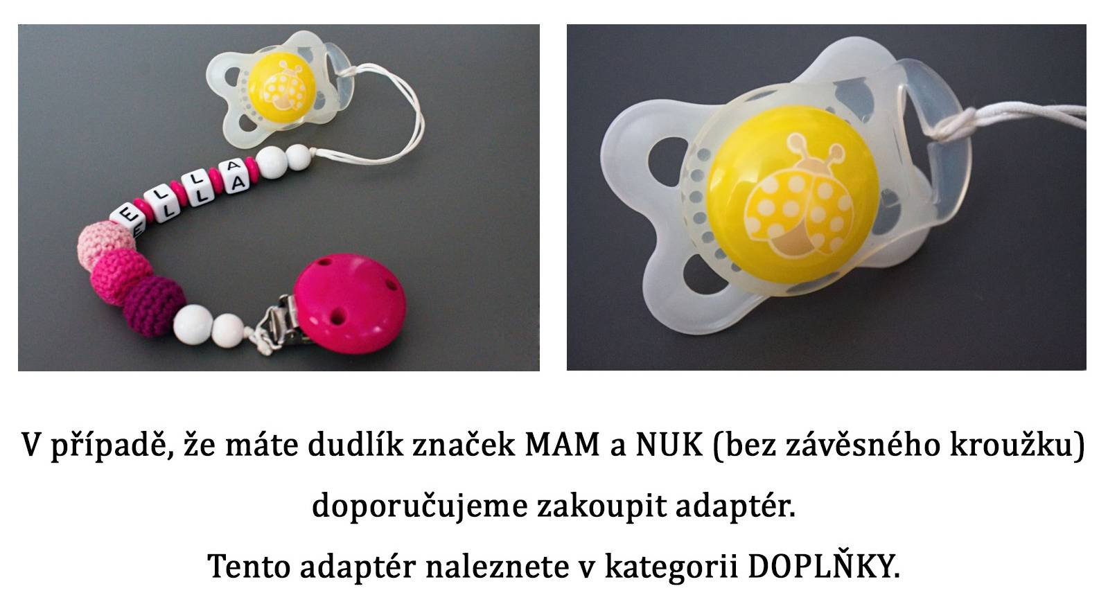 Řetízek na dudlík č.226 - jméno volitelné