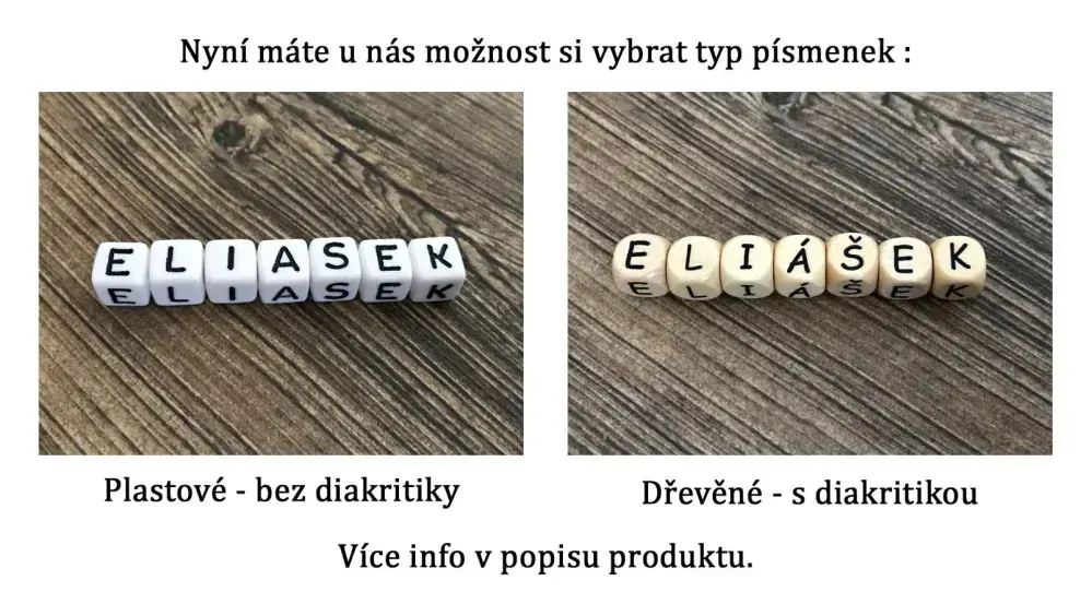 Řetízek na dudlík č.104 - jméno volitelné