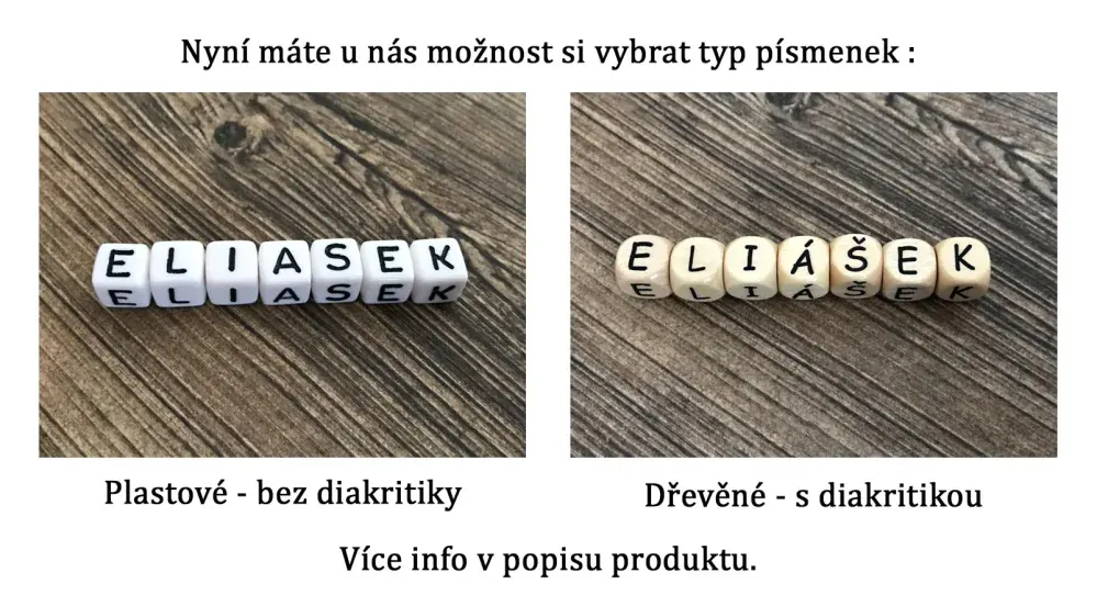 Řetízek na dudlík č.15 -jméno volitelné